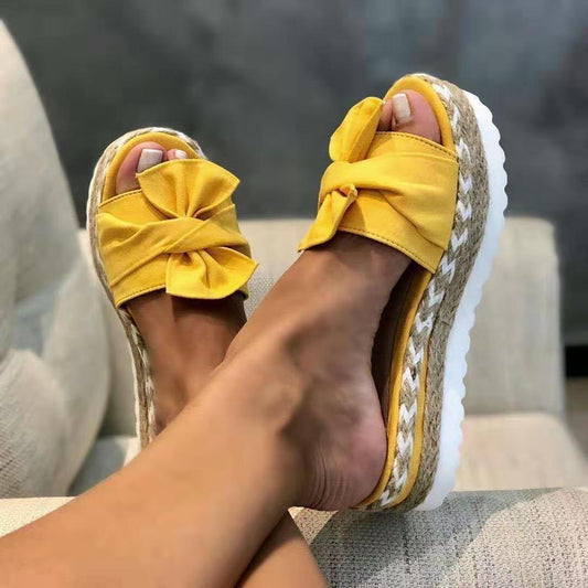 ANNIA | Platform Slippers met Strik – Zomers & Comfortabel