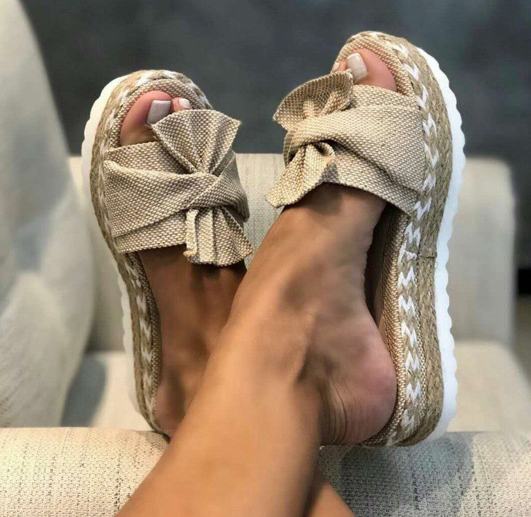 ANNIA | Platform Slippers met Strik – Zomers & Comfortabel