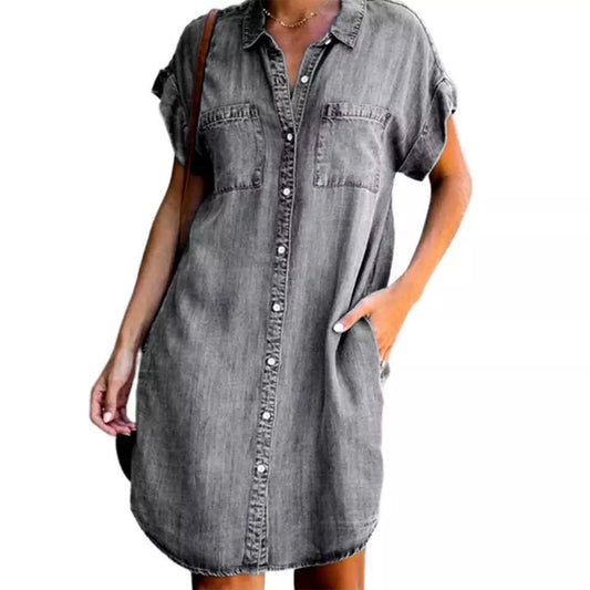 SCARLETT | Denim Overhemdjurk – Casual, Stoer & Comfortabel