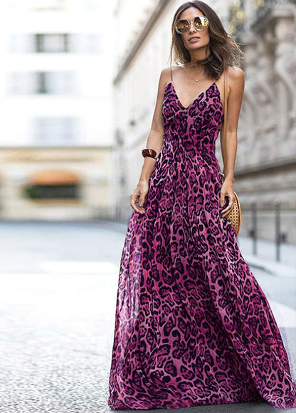KADIA | Maxi Jurk met Panterprint – Elegante Zomerjurk met Spaghettibandjes