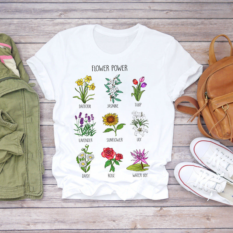 ROOS | Dames T-shirt “Bloom Where You Are Planted” – Wit Shirt met Bloemenprint