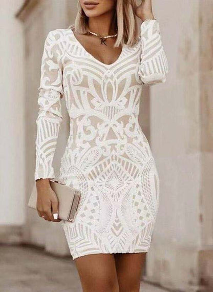 JANICE | Luxe Bodycon Jurk met Lange Mouwen – Elegantie in Zwart, Wit of Rood