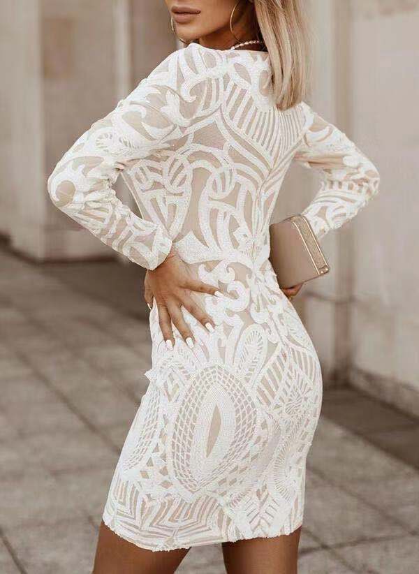 JANICE | Luxe Bodycon Jurk met Lange Mouwen – Elegantie in Zwart, Wit of Rood