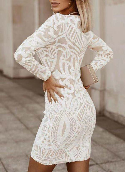JANICE | Luxe Bodycon Jurk met Lange Mouwen – Elegantie in Zwart, Wit of Rood