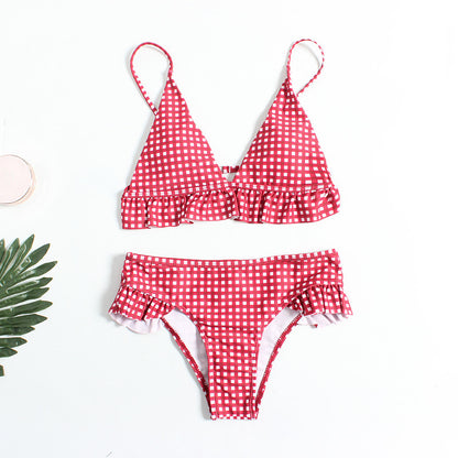 FAY | Ruitjes Bikini met Ruches – Dames Bikini Set