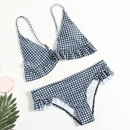 FAY | Ruitjes Bikini met Ruches – Dames Bikini Set