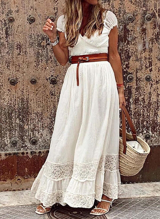 JOSEPHINE | Boho Chic Maxi-Jurk met Kantdetails – Tijdloze Zomerfavoriet