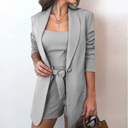 CARLIJNE | Blazer Set Dames - 2-Delige Katoenen Powerlook voor Zakenvrouwen - Meerdere Kleuren