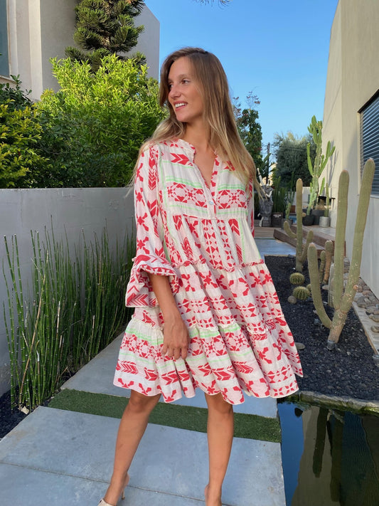 VERONICA | Boho Tuniekjurk Dames – Zomerjurk Met Etnische Print en Zwierige Pasvorm
