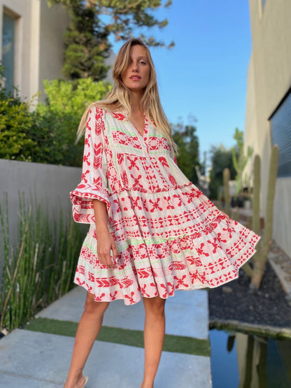 VERONICA | Boho Tuniekjurk Dames – Zomerjurk Met Etnische Print en Zwierige Pasvorm