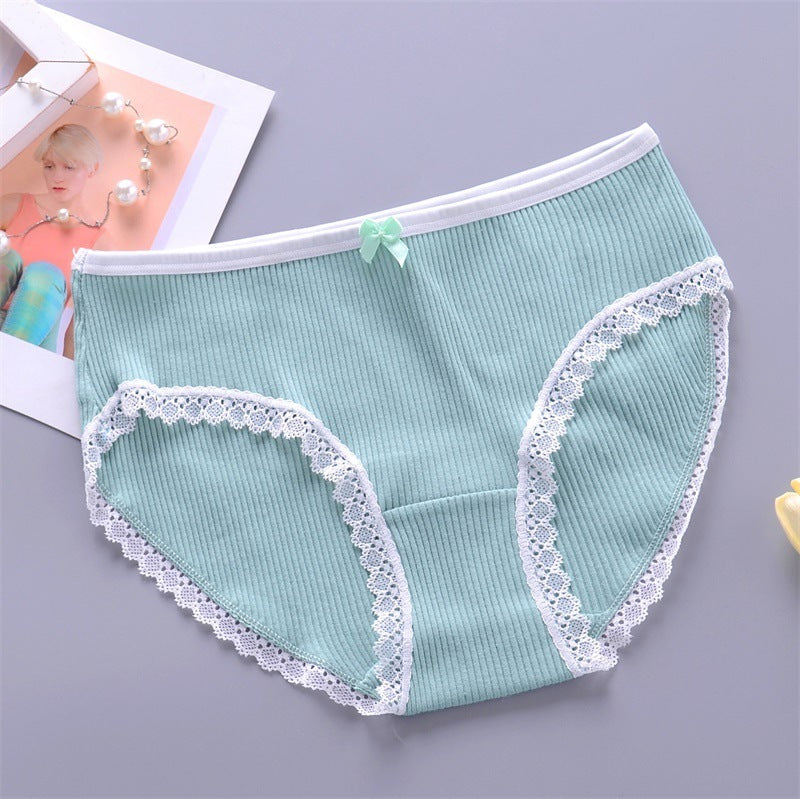 PHOEBE | Katoenen Rib Onderbroek met Kant – Comfortabele Dames Slip