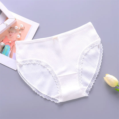 PHOEBE | Katoenen Rib Onderbroek met Kant – Comfortabele Dames Slip