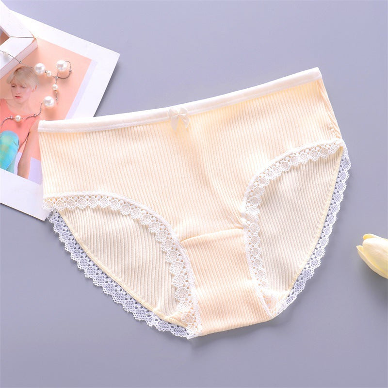 PHOEBE | Katoenen Rib Onderbroek met Kant – Comfortabele Dames Slip