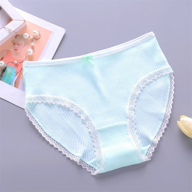 PHOEBE | Katoenen Rib Onderbroek met Kant – Comfortabele Dames Slip