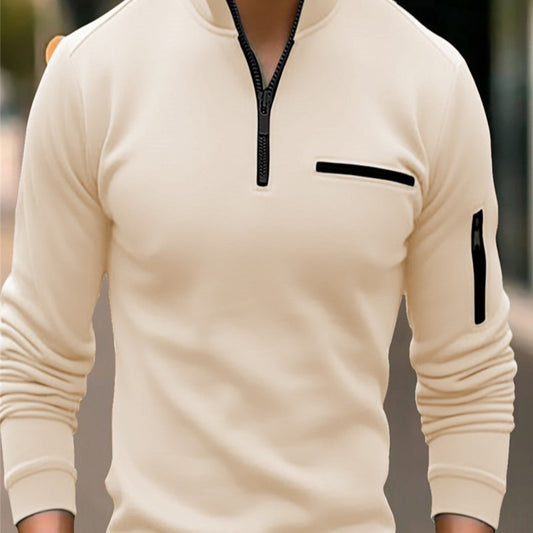 DENZELL | Heren Sporttop met Rits en Zakdetails – Lange Mouw