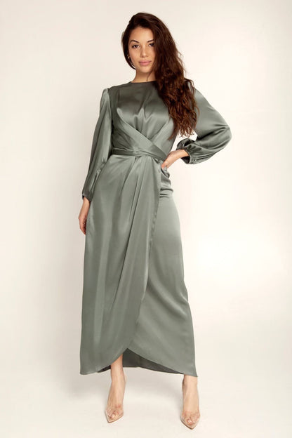 MERYAM | Satin Draped Maxi Jurk – Elegant & Tijdloos Design