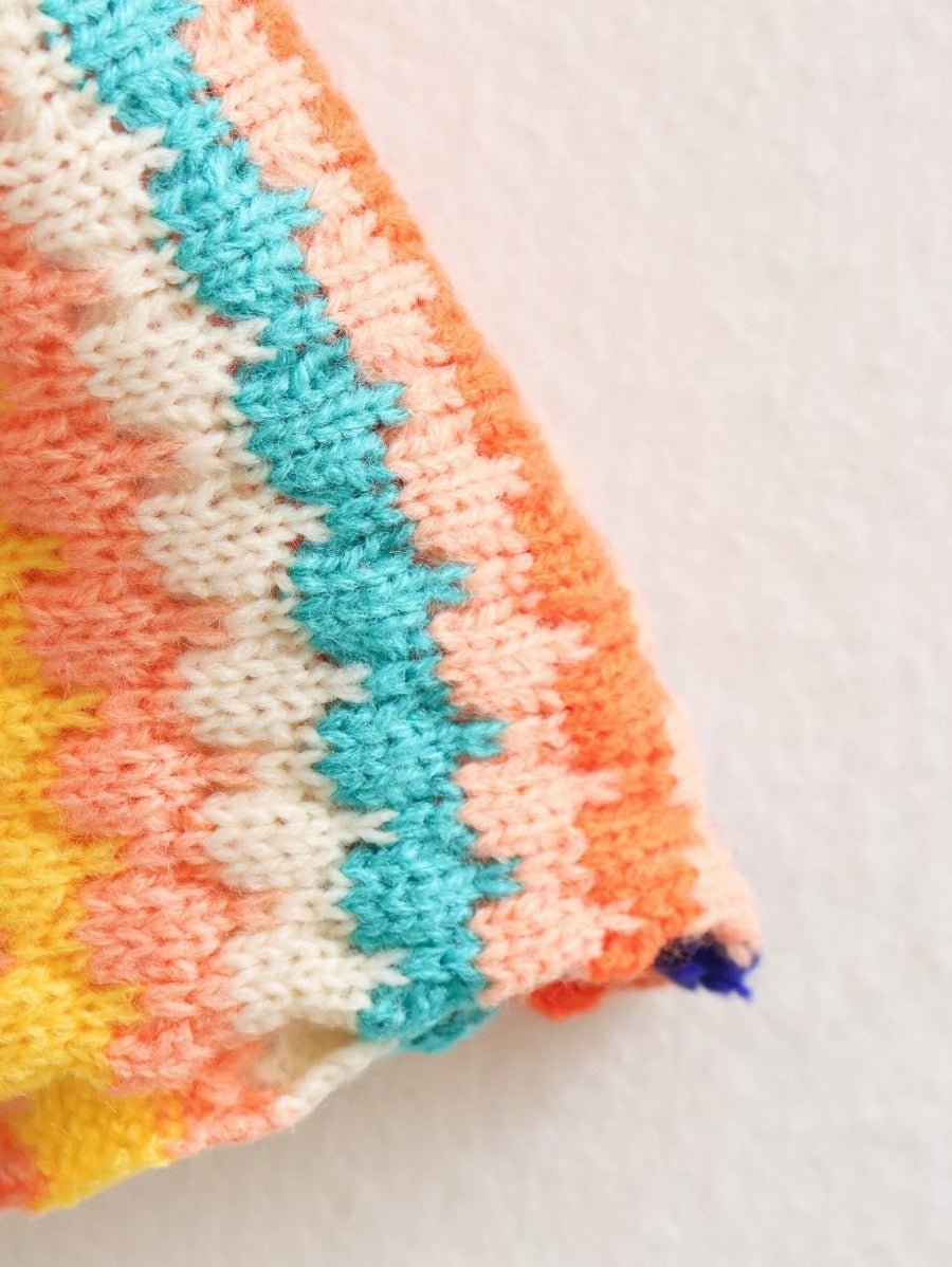 LORA | Regenboog Gebreide Trui Dames met Retro Look – Kleurrijke Sweater voor Zomer en Winter