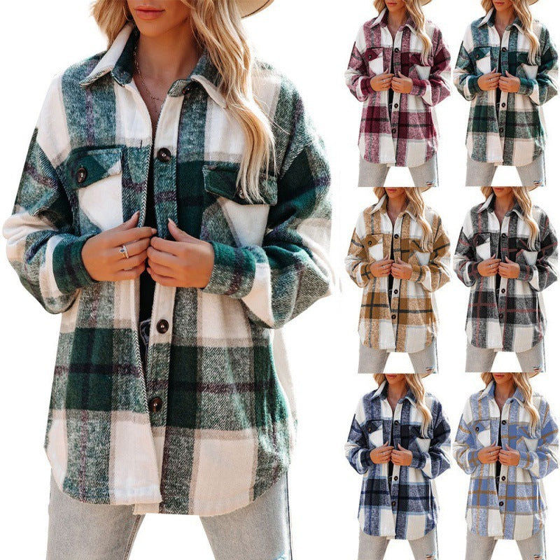 TARA | Oversized Geruite Shacket Dames – Fleece Ruitjas