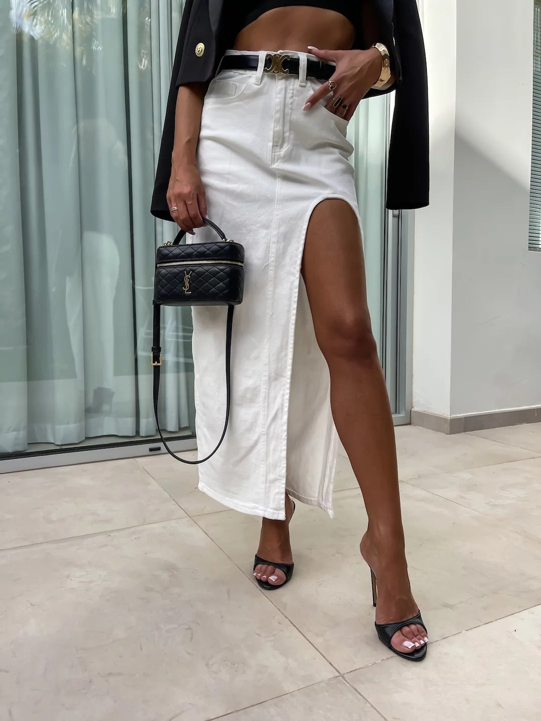AMELIE | High Slit Denim Rok – Stijlvol & Verleidelijk