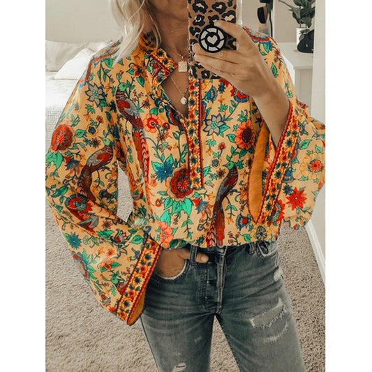 CATOO | Boho Blouse Dames – Kleurrijke Print met Wijde Mouwen in Verschillende Kleurvariaties