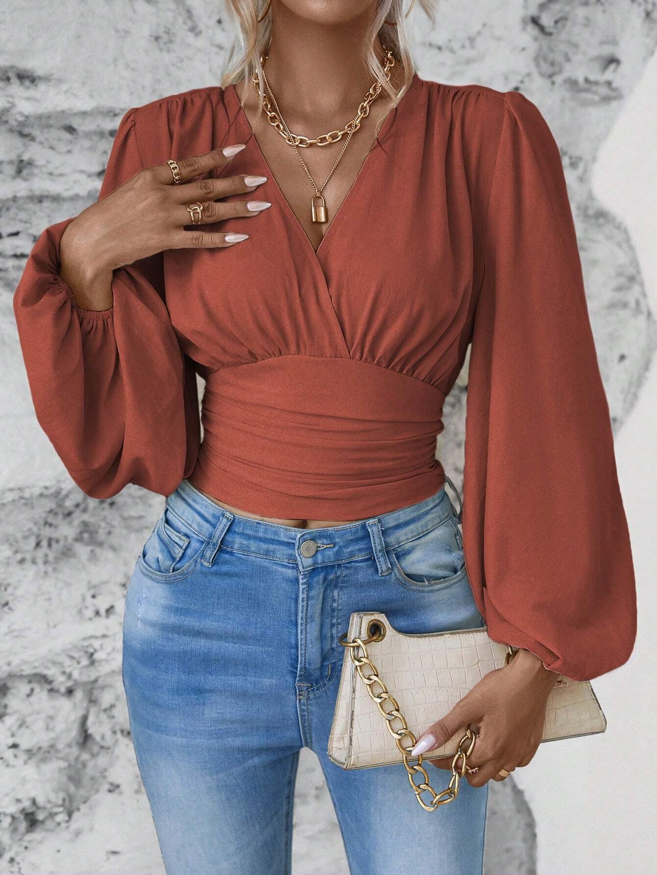 TOULOUSE | Chiffon Wrap Top – Elegante V-Hals & Flowy Mouwen
