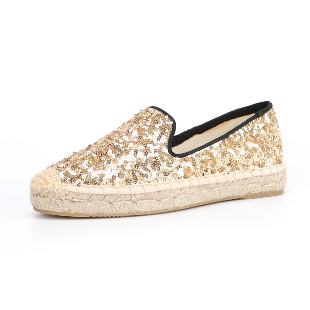 SILKE | Gouden Glitter Espadrilles Dames – Zomerschoenen met Pailletten