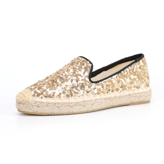 SILKE | Gouden Glitter Espadrilles Dames – Zomerschoenen met Pailletten
