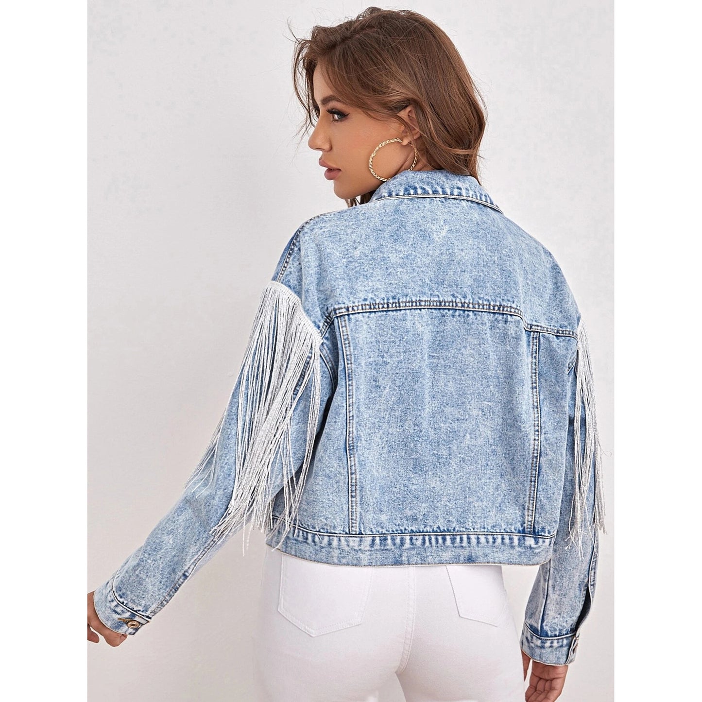 SID | Fringe Denim Jacket – Western Chic in Katoen