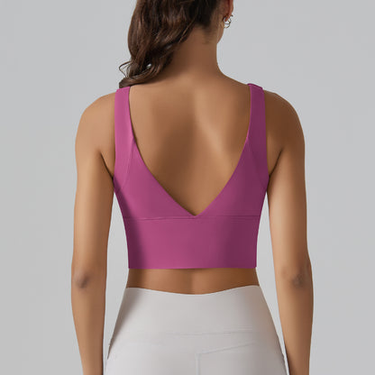 KAREN | Sport Crop Top met Diepe V-Rug – Elegant, Stevig & Comfortabel
