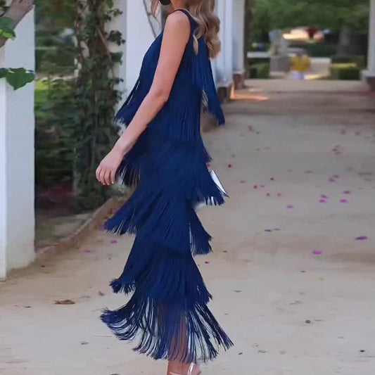 LANZA | Fringe Jurk – Flowy Feestjurk vol Beweging & Glamour
