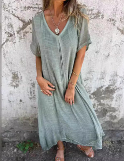 JEN | Luchtige Midi-Jurk met V-hals – Casual & Comfortabel