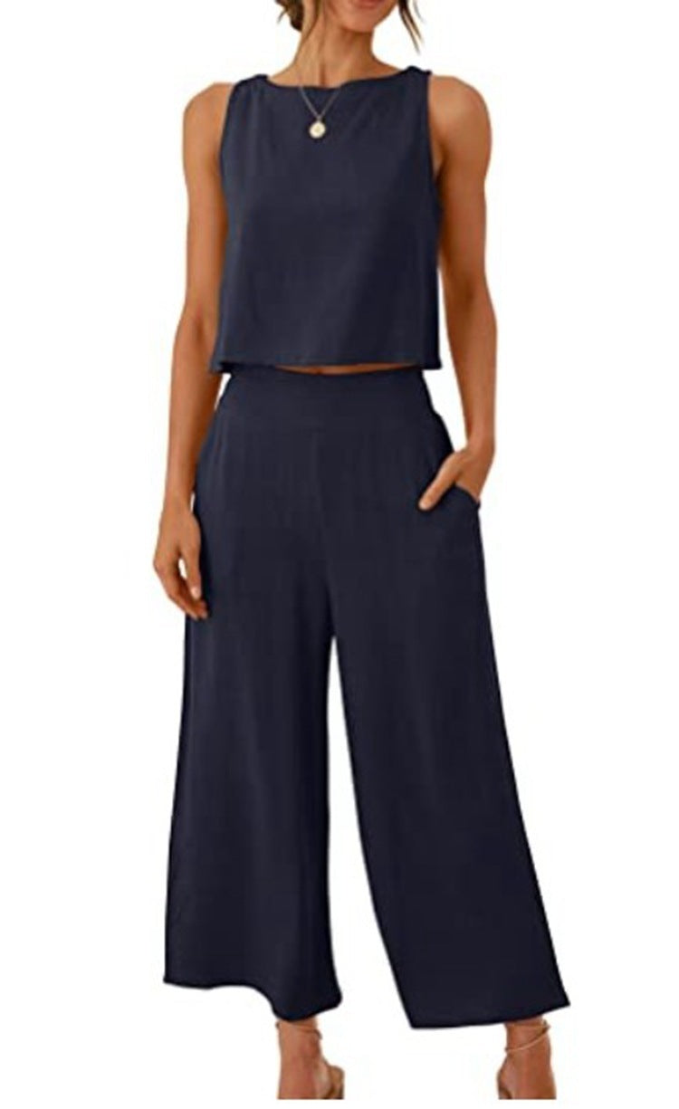 NATHALIE | Twee-Delige Set Dames – Linnen Look Top & Culotte Broek | Zomeroutfit