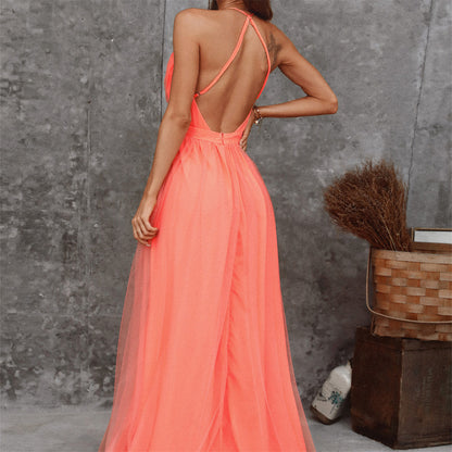 JOCELYNE | Tulle Zomerjurk met V-hals en Spaghettibandjes – Luchtig & Elegant (S t/m XL)