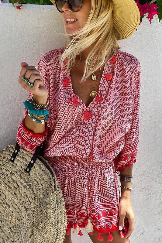 ARIANA | Zomerse Boho Jurk Dames – Met Print en Kwastjes