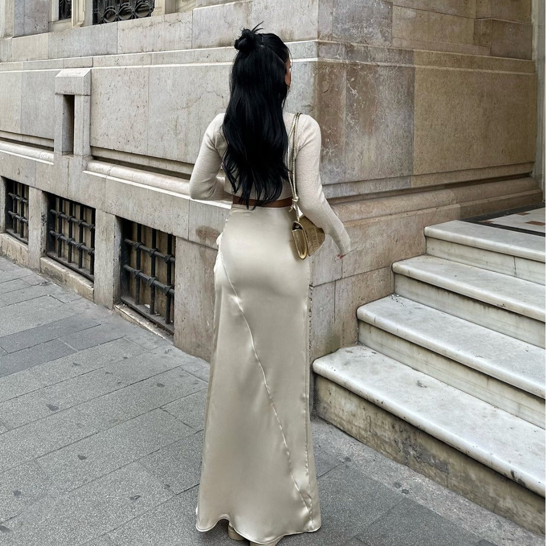 NADINE | Satijnen Maxi-Rok Dames - Elegante Lange Rok