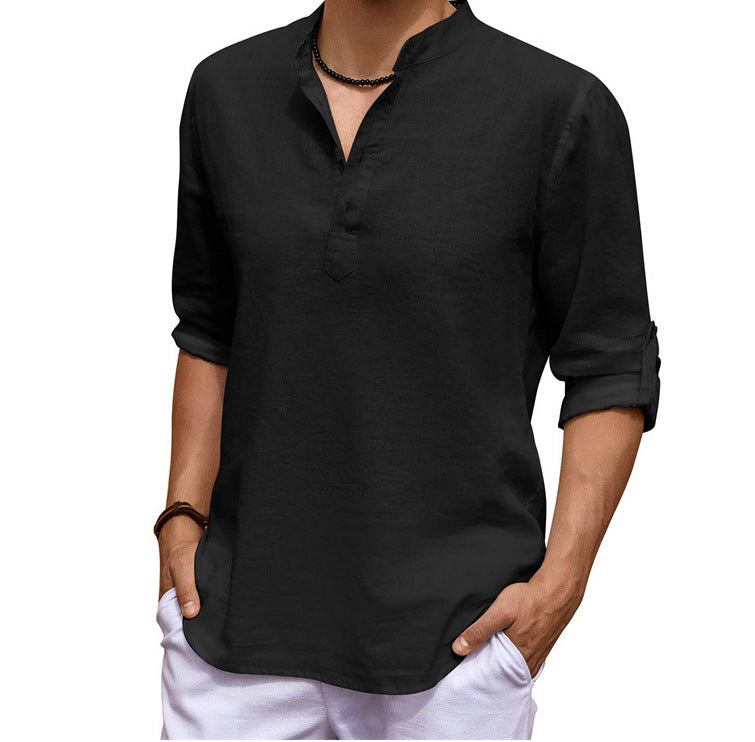 PEPIJN | Casual Linnen Heren Shirt – Ademend Zomers Overhemd met V-hals