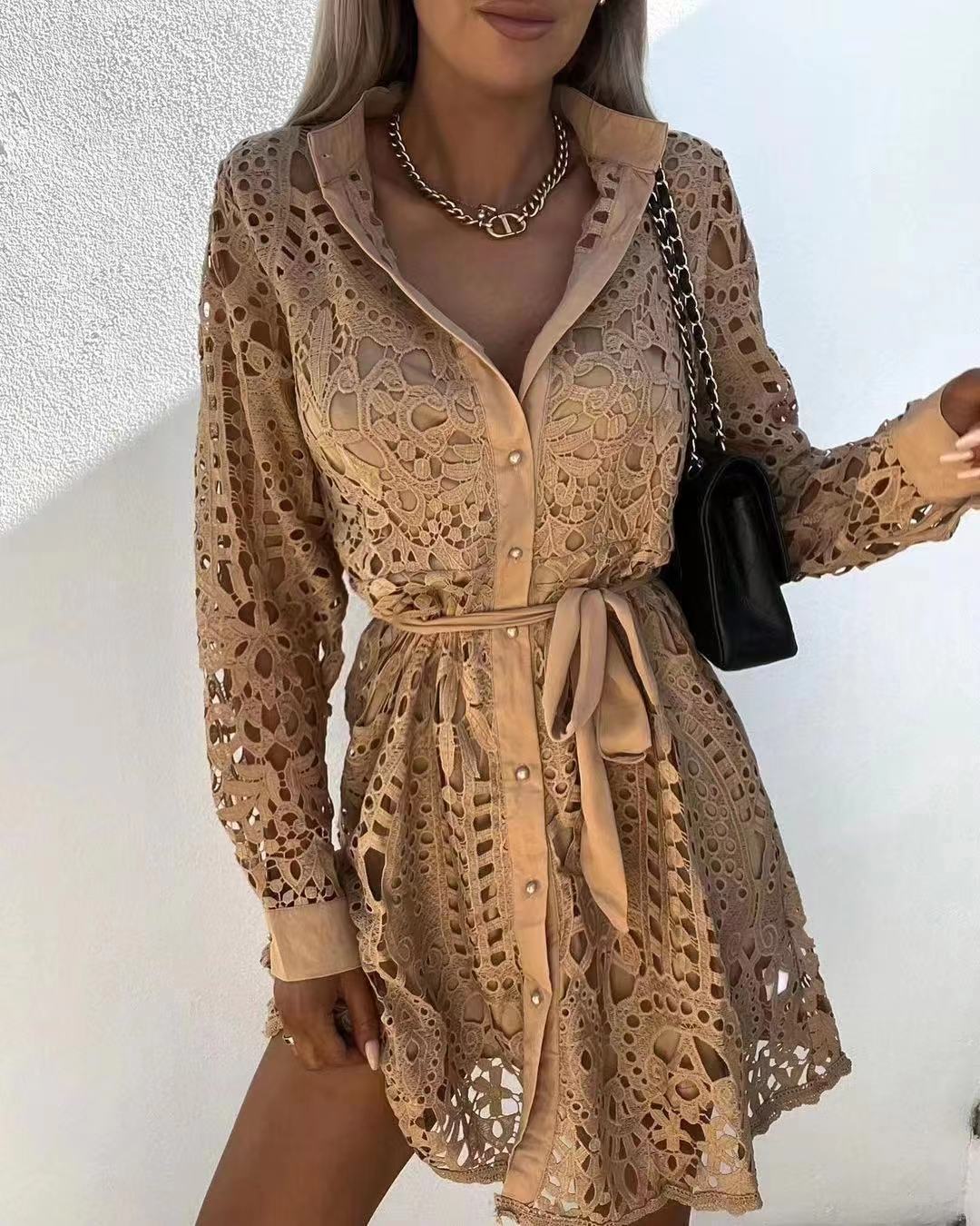 IZA | Elegant Kanten Shirtjurk - Luxe Shirtjurk Dames