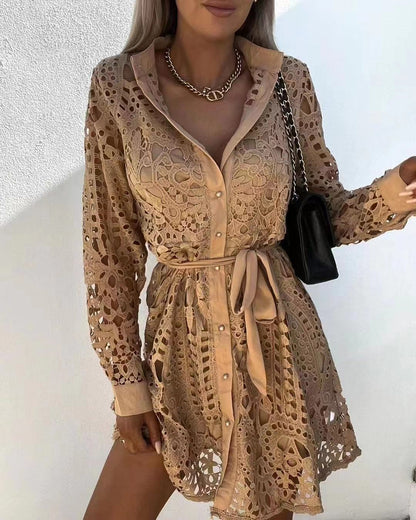 IZA | Elegant Kanten Shirtjurk - Luxe Shirtjurk Dames