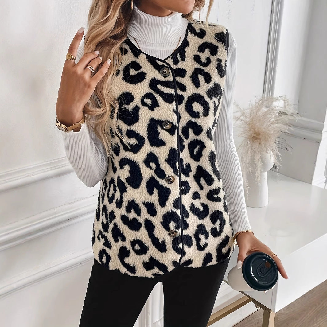 SISSY | Teddy Gilet met Luipaardprint – Stijlvol, Warm & Statement-Ready