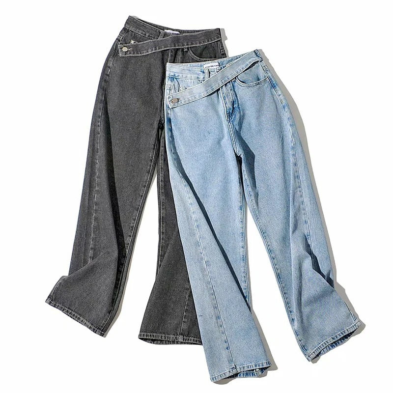 JANNE | High Waist Asymmetrische Jeans – Trendy Mom Fit