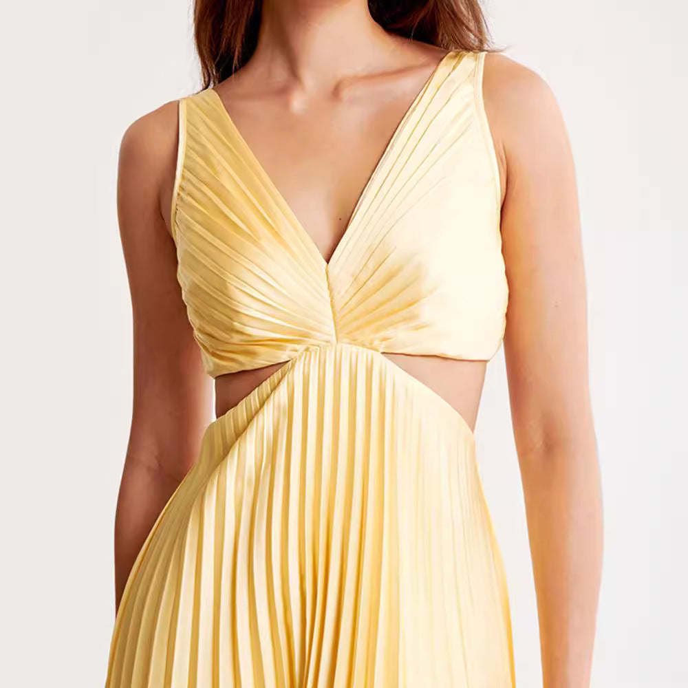 INESS | Plissé Cut-Out Jurk – Elegante Zomerlook met Open Rug