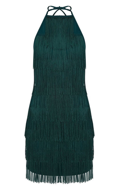 MALU | Gele Fringejurk met Halternek – Party Vibes & Swingende Stijl