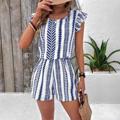LIVY | Zomer Playsuit Dames – Aztec Jumpsuit met Kapmouwen