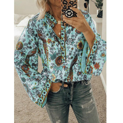 CATOO | Boho Blouse Dames – Kleurrijke Print met Wijde Mouwen in Verschillende Kleurvariaties