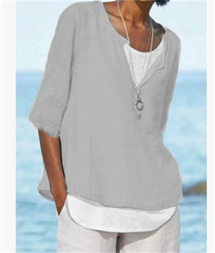 MIRA | Luchtige Linnen Tuniek Dames met V-Hals – Plus Size Zomerblouse van Natuurlijke Stof