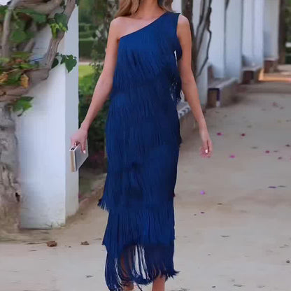 LANZA | Fringe Jurk – Flowy Feestjurk vol Beweging & Glamour