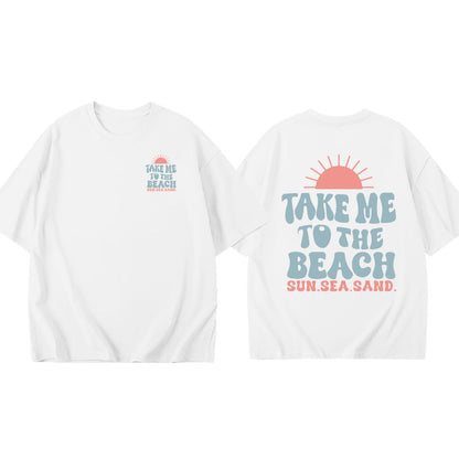 JIP | Take Me To The Beach T-shirt – Oversized Zomershirt Unisex met Strandprint
