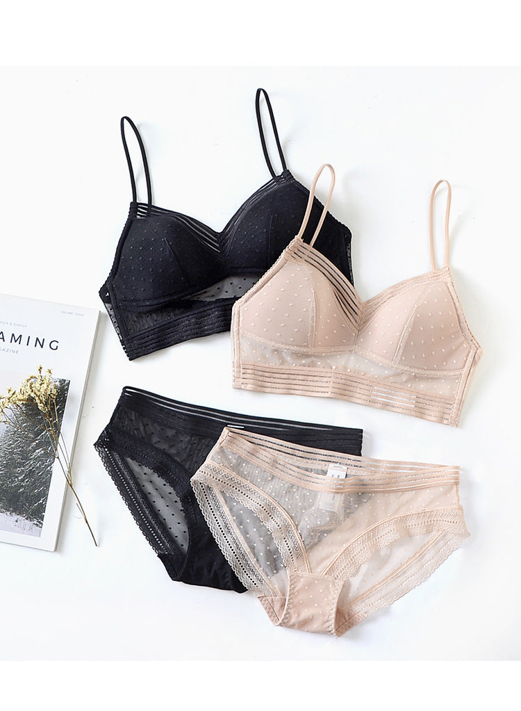 MARLOES |Transparante Lingerieset – Mesh Bralette & Slip met Modern Design (S t/m XL)