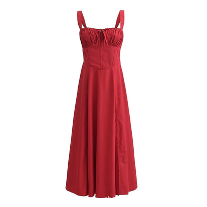 LORENA | Zomerjurk Dames met Corset Top en Split – Romantische Midi Jurk