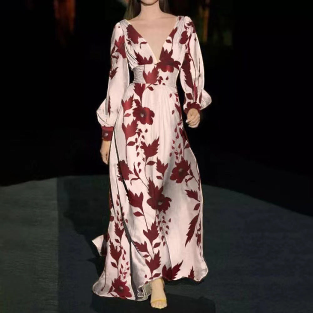 KATTY | Tropische Maxi Jurk Dames – Zomerjurk met Ballonmouwen